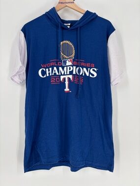 Texas Rangers World Series champions 2023 hooded short sleeve shirt medium